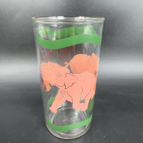 Vintage Glass Tumbler Barware Glasses Set Dancing Elephants Different Patterns - Picture 9 of 11